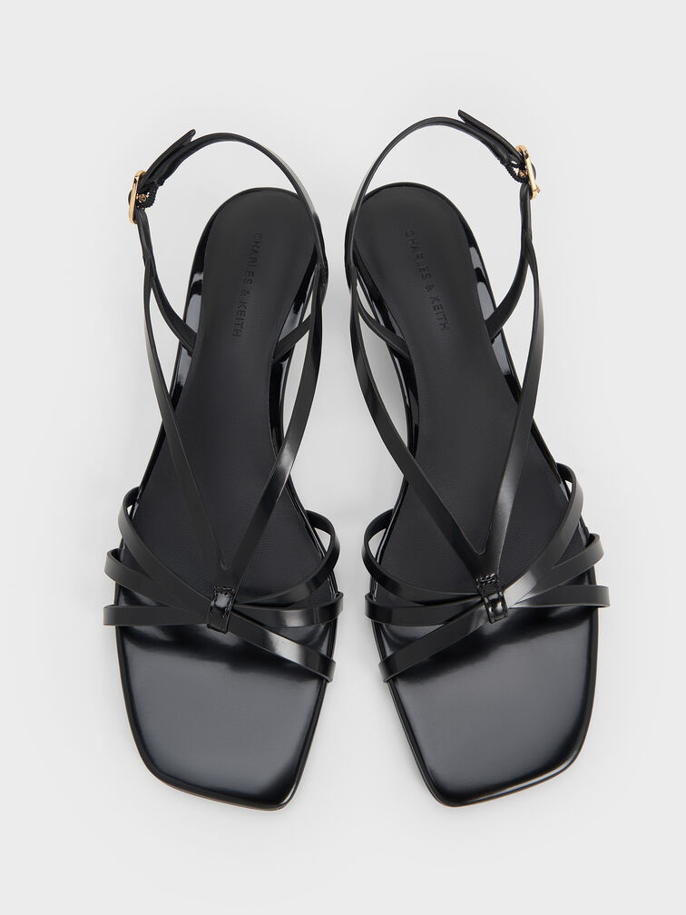 Strappy Kitten-Heel Sandals, Black Box, hi-res