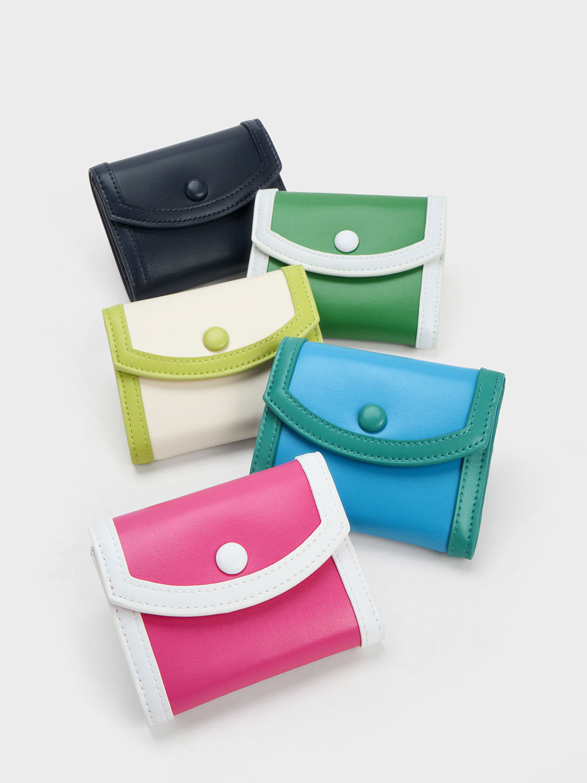 Cartera pequeña Alouette con puntadas contraste, Azul marino, hi-res