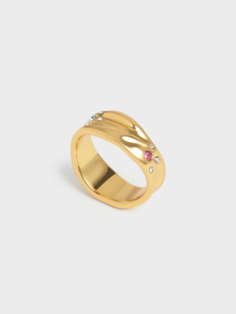Orinda Crystal Sculptural Ring, Gold, hi-res