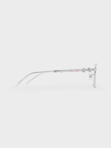 Gafas Rectangulares Paige de Lente Clara, Plateado, hi-res