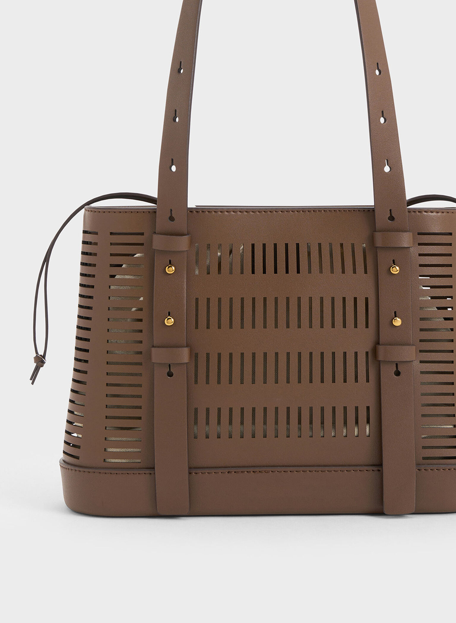 Delphi Cut-Out Bucket Bag, Dark Brown, hi-res
