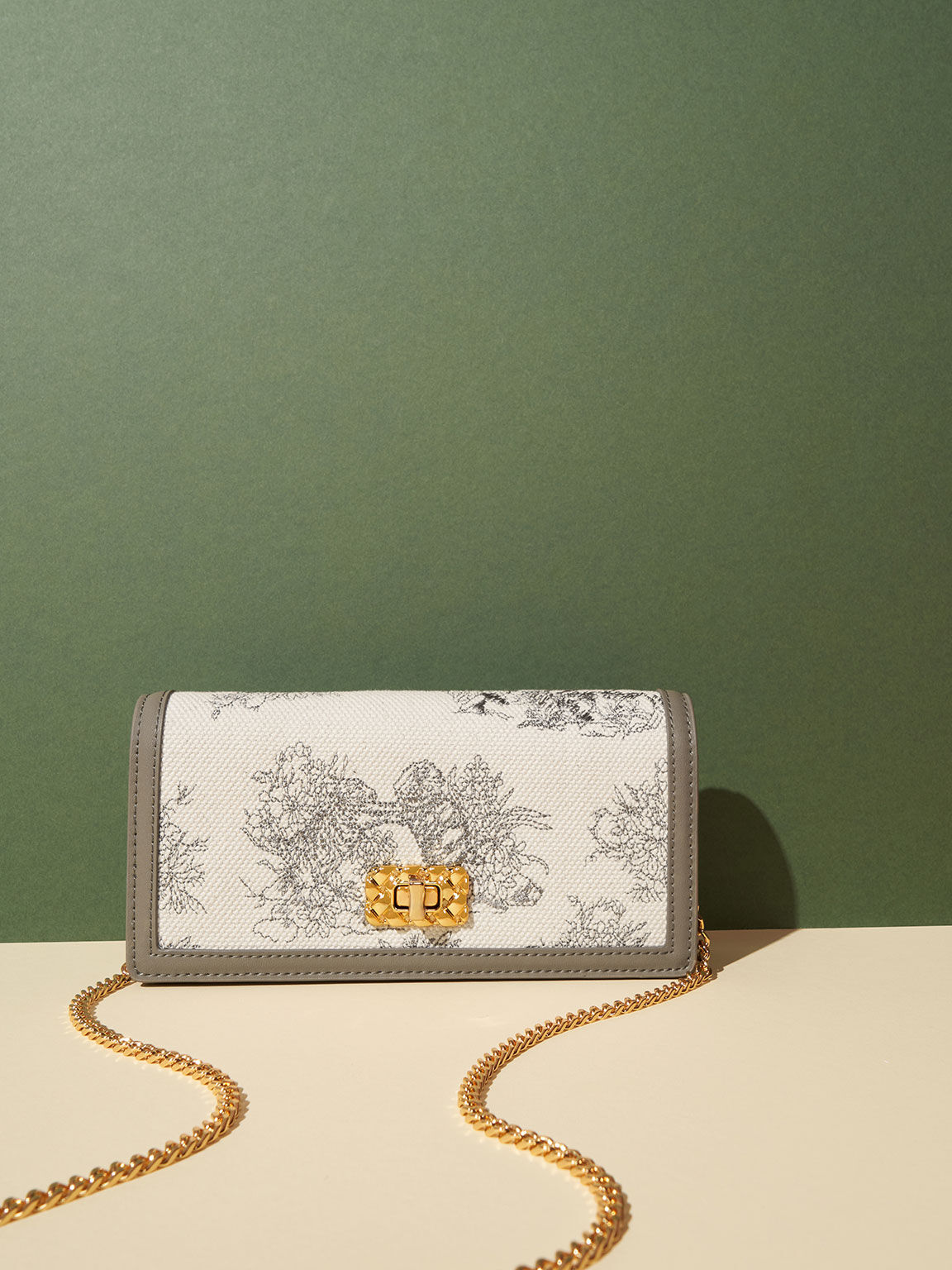 Tiger Calligraphy Canvas Phone Pouch, Taupe, hi-res