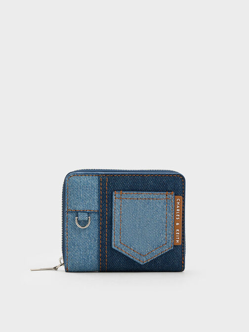 Anthea Contrast-Trim Denim Wallet, Denim Blue, hi-res