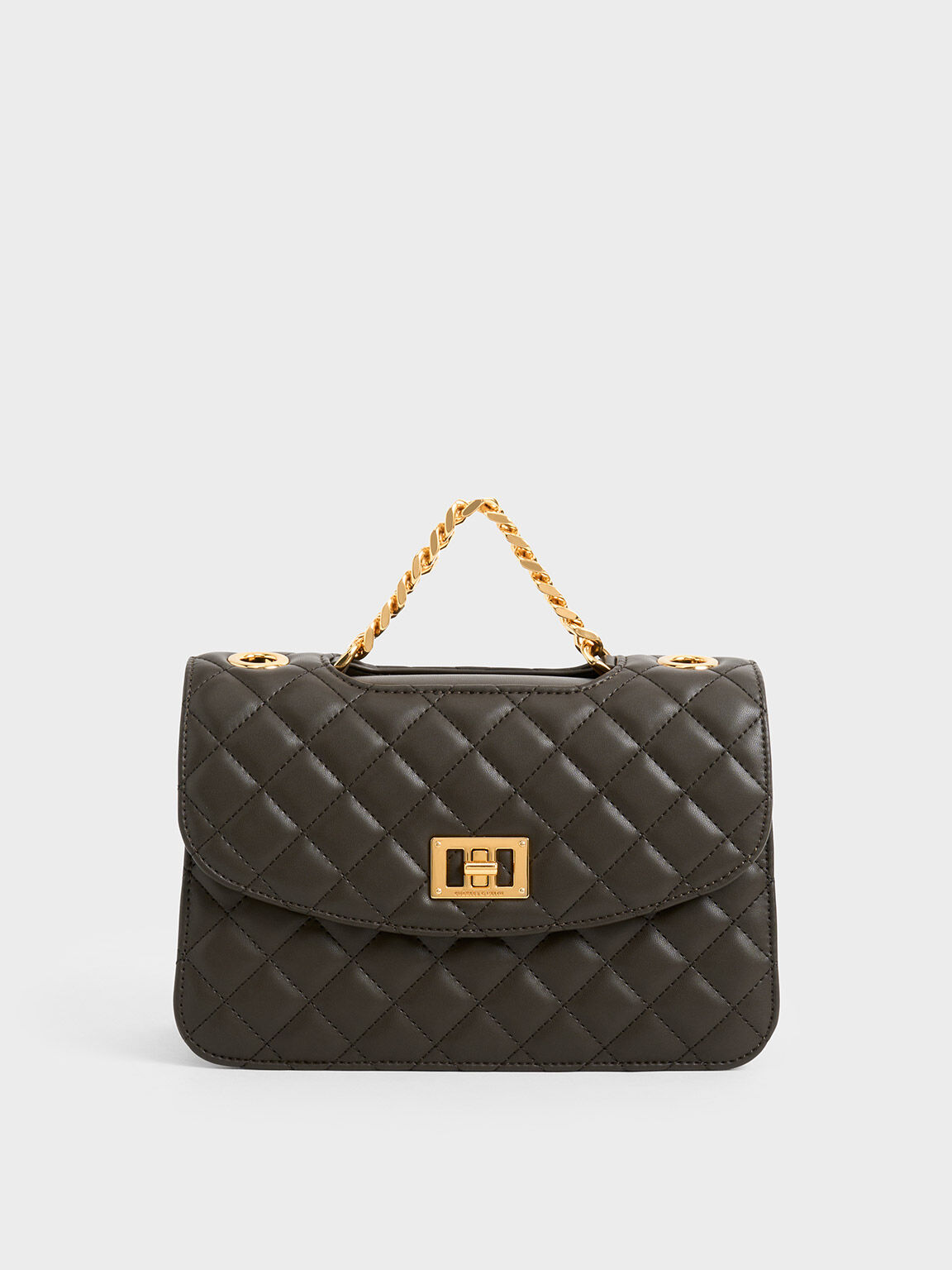 Quilted Clutch, Dark Moss, hi-res