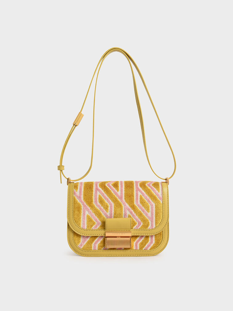 Charlot Jacquard Printed Bag, Mustard, hi-res