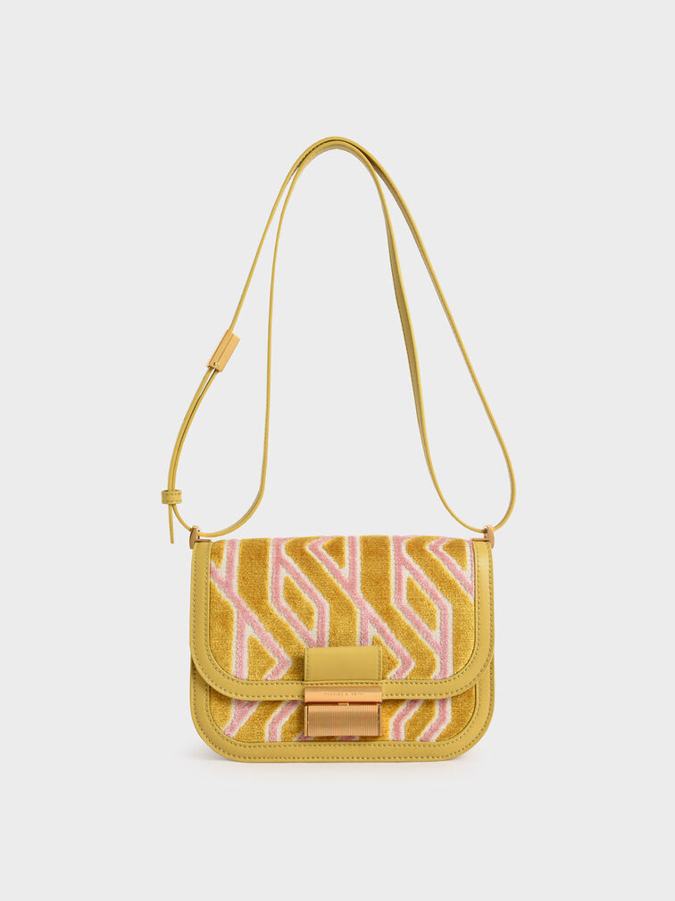 Charlot Jacquard Printed Bag, Mustard, hi-res