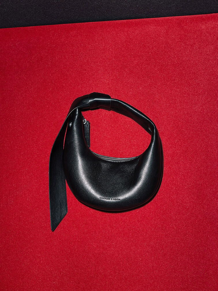 Micro bolso hobo anudado Toni tipo media luna, Noir, hi-res