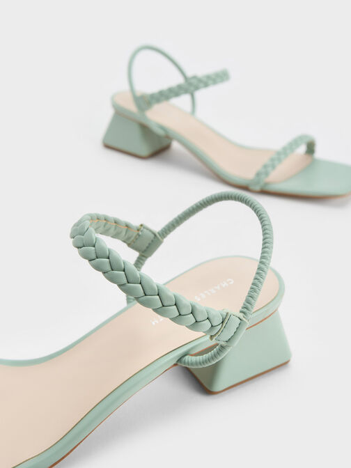 Braided Back Strap Sandals, Mint Green, hi-res