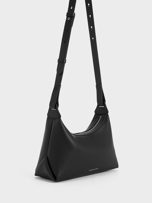 Aurelie Trapeze Hobo Bag, Noir, hi-res