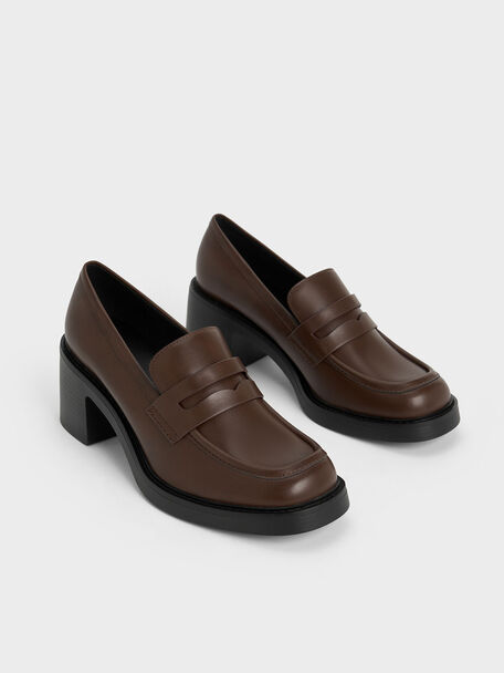 Hester Loafer Pumps, Dark Brown, hi-res