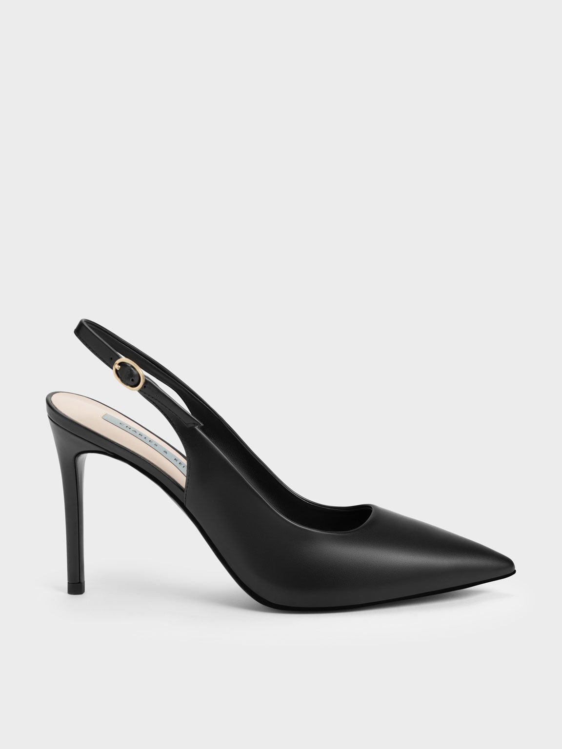 Black Stiletto Heel Slingback Pumps - CHARLES & KEITH HK