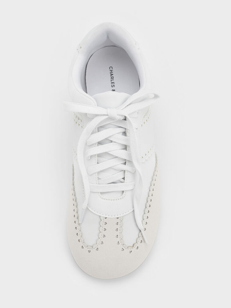 Zapatillas deportivas Cece con adornos de encaje de corazón, Blanco, hi-res