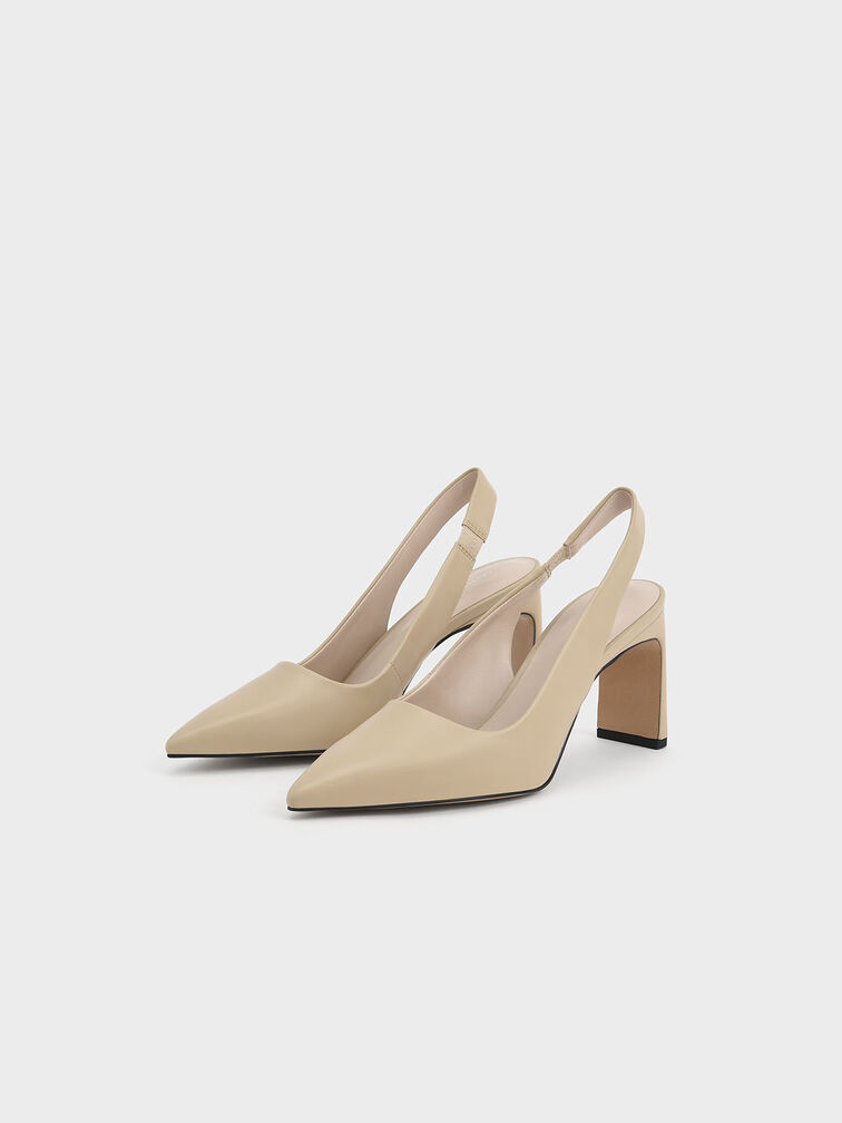 Blade Heel Slingback Pumps, Sand, hi-res