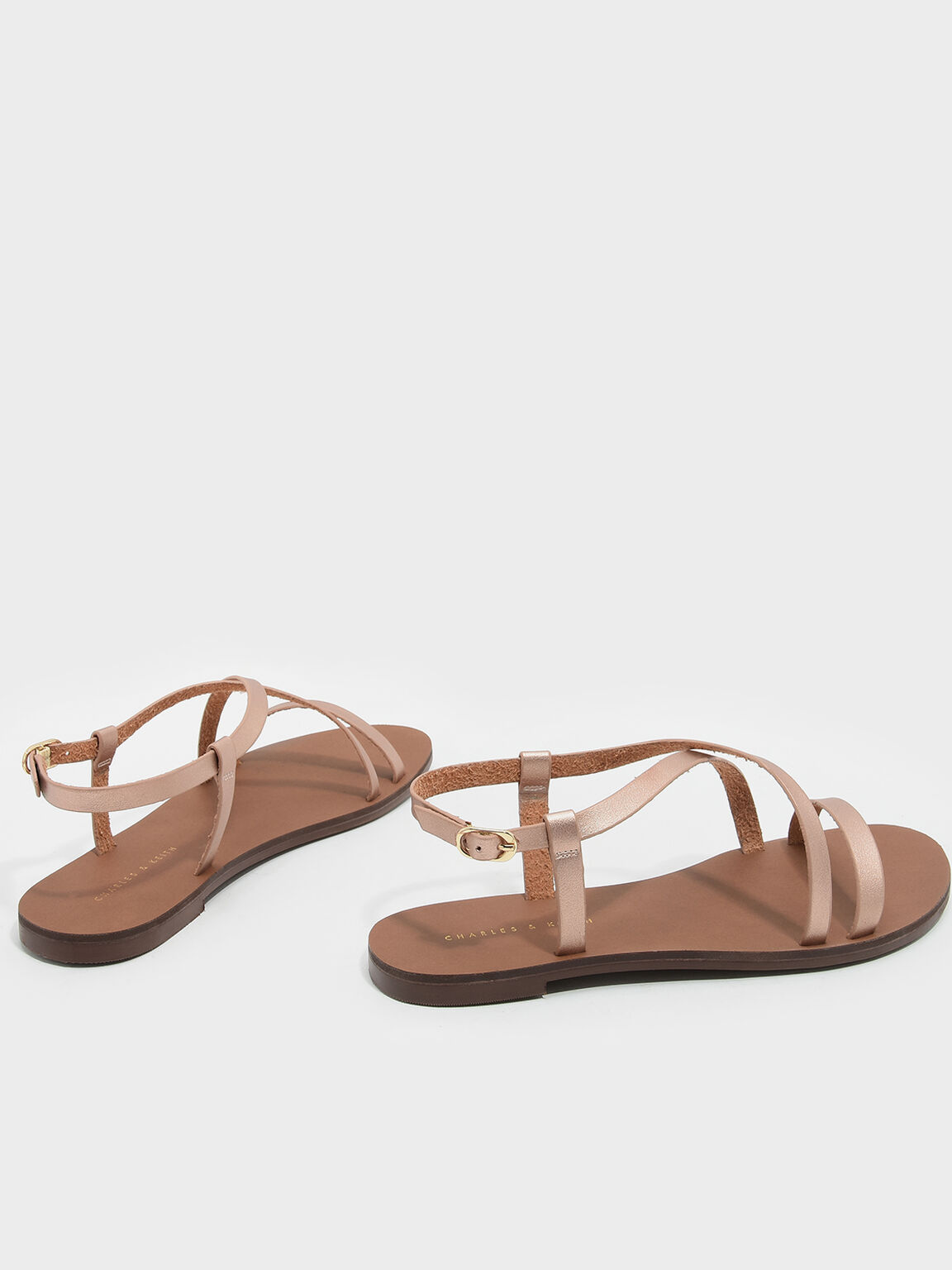 Rose Gold Criss Cross Sandals - CHARLES & KEITH US