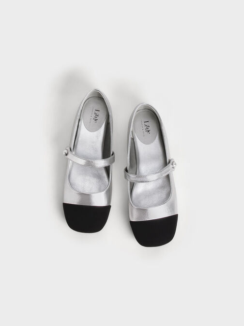 Girls' Bead-Embellished Mary Janes, Silver, hi-res