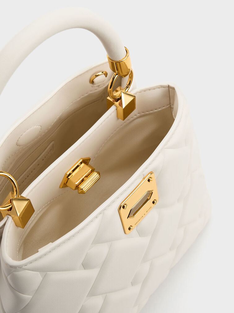 Tillie Quilted Top Handle Bag, Cream, hi-res