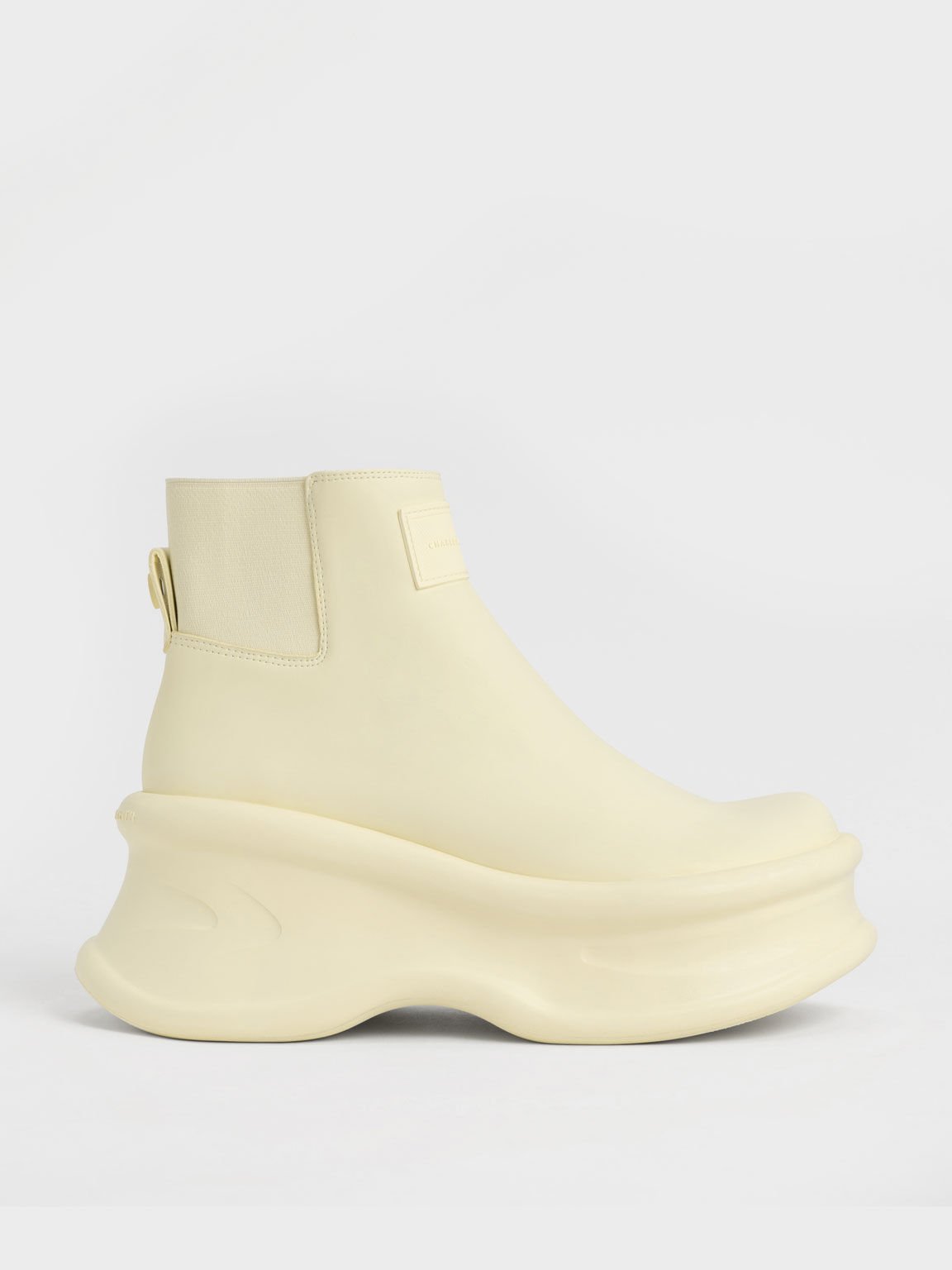 Curved Platform Ankle Boots, Butter, hi-res