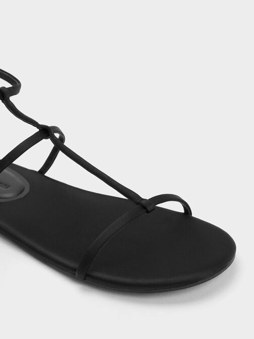 Recycled Polyester Gladiator Sandals, Black, hi-res