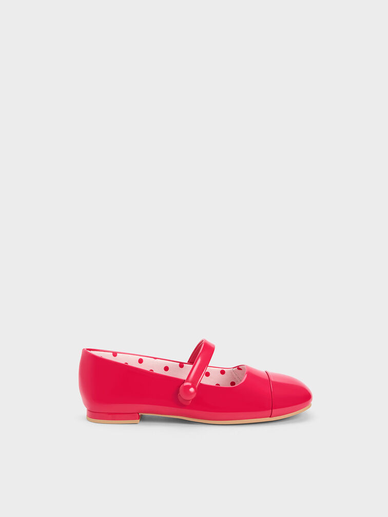 Girls' Patent Mary Jane Flats, Pink, hi-res