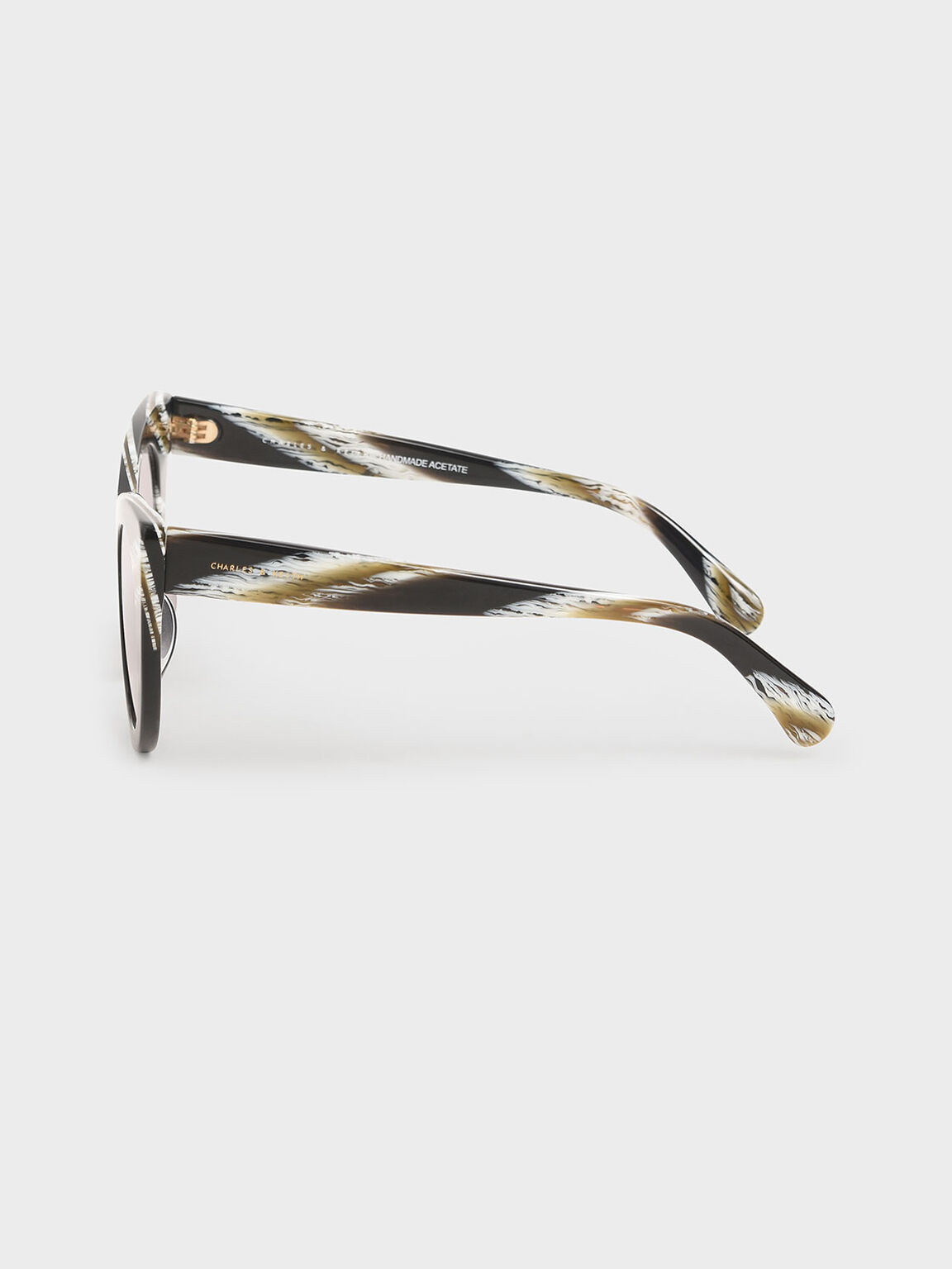 Striped Thick Frame Cat-Eye Sunglasses, Multi, hi-res