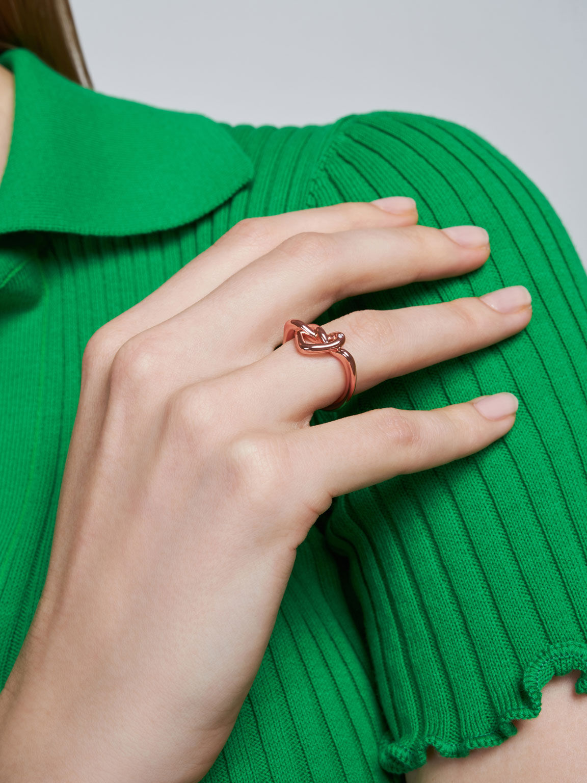 Swarovski® Crystal Embellished Heart Ring, Rose Gold, hi-res