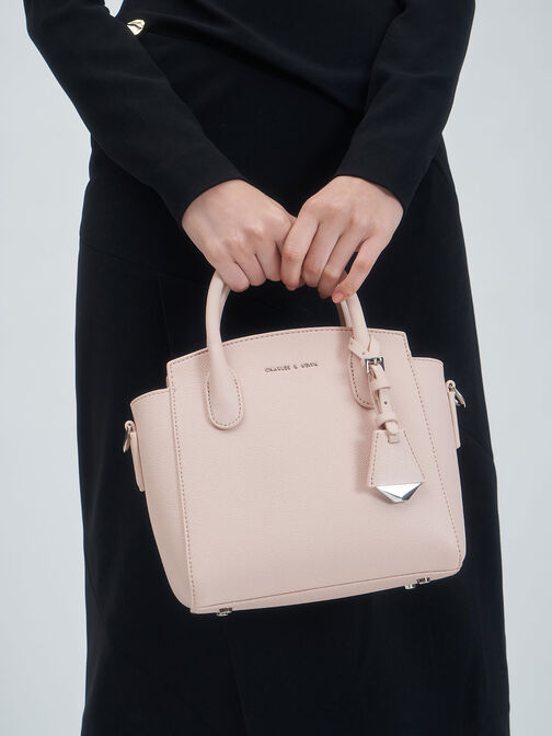 Double Handle Trapeze Tote, Light Pink, hi-res