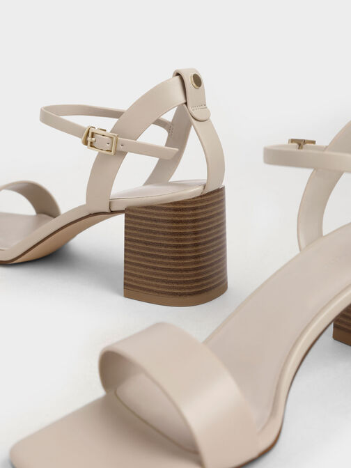 Ankle Strap Stacked Heel Sandals, Chalk, hi-res