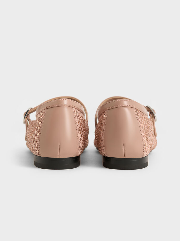 Maggie Mesh Mary Janes embelezada com cristal, Nude, hi-res