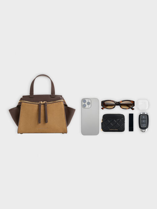 Pansy Two-Tone Trapeze Top Handle Bag, Sahara Sand, hi-res