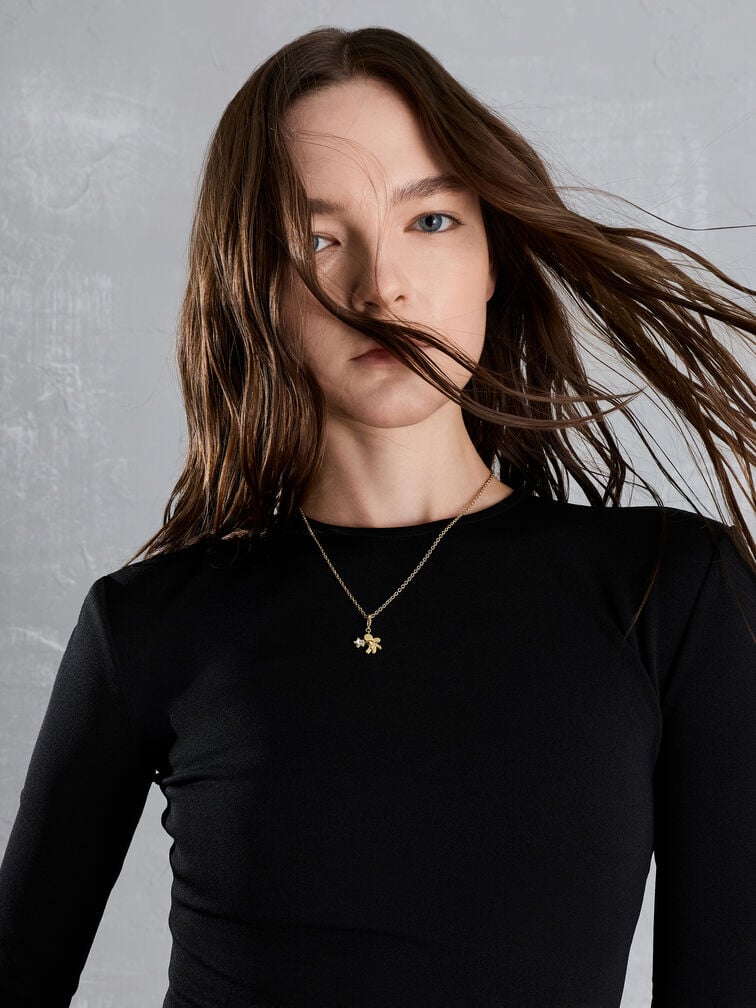 Athalia Gingerbread-Fairy Crystal-Star Charm, Gold, hi-res