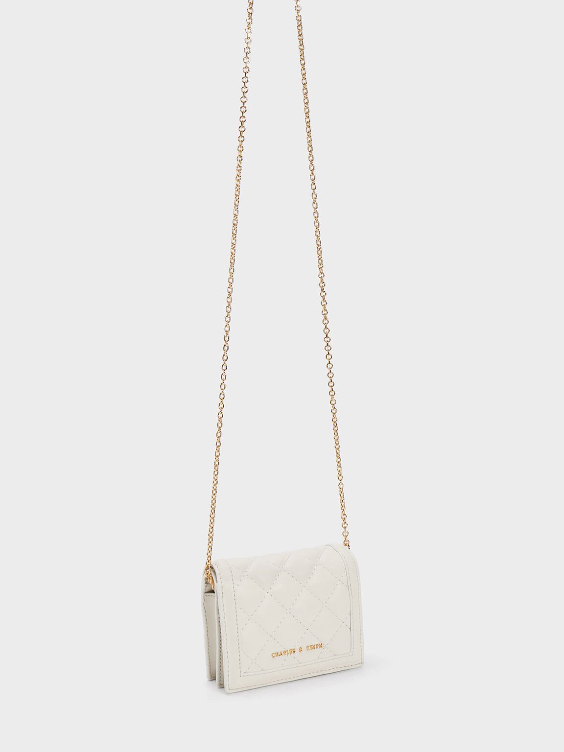 Micaela Quilted Cardholder, Cream, hi-res