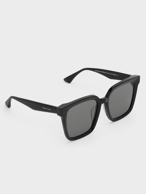 Recycled Acetate Classic Butterfly Sunglasses, Black, hi-res