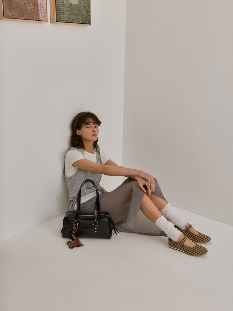 Jace Leather Checkered Mary Jane Sneakers, Multi, hi-res