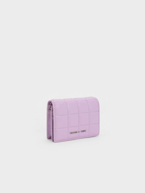 Quilted Mini Short Wallet, Lilac, hi-res