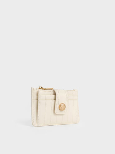 Donna Crinkle-Effect Panelled Card Holder, Cream, hi-res