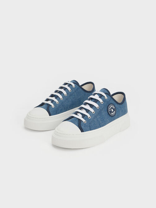 Kay Denim Low-Top Sneakers, Blue, hi-res