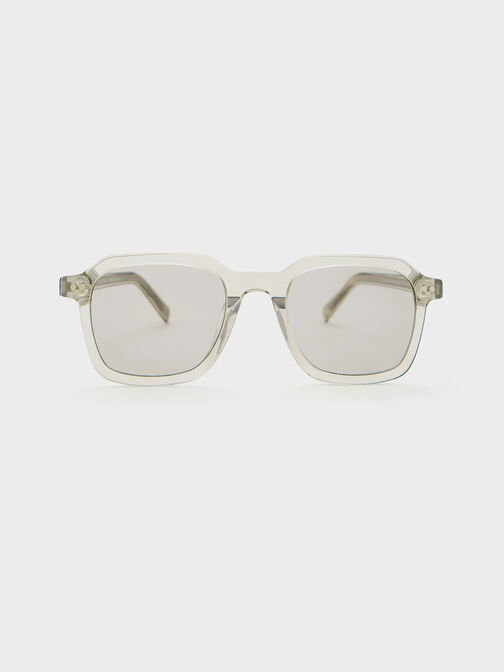Leighton Recycled Acetate Square Sunglasses, Minted Grey, hi-res