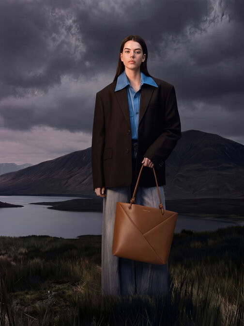 Midori Geometric Tote Bag, Chocolate, hi-res