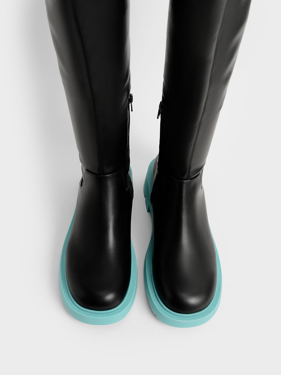 Piper Coloured Sole Knee-High Boots​, Blue, hi-res