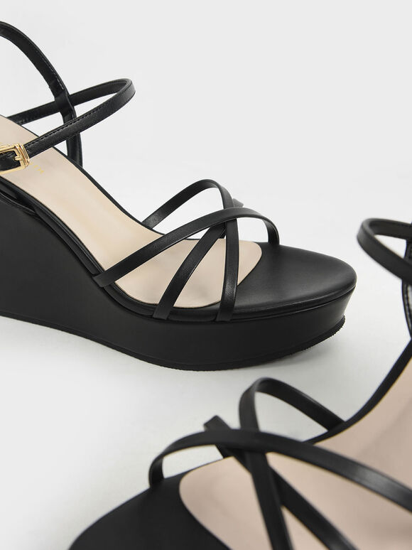 charles and keith black wedges