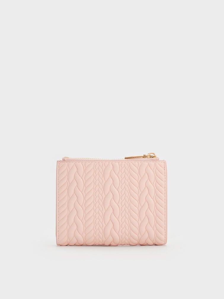 Apolline Textured Top-Zip Wallet, Soft Pink, hi-res