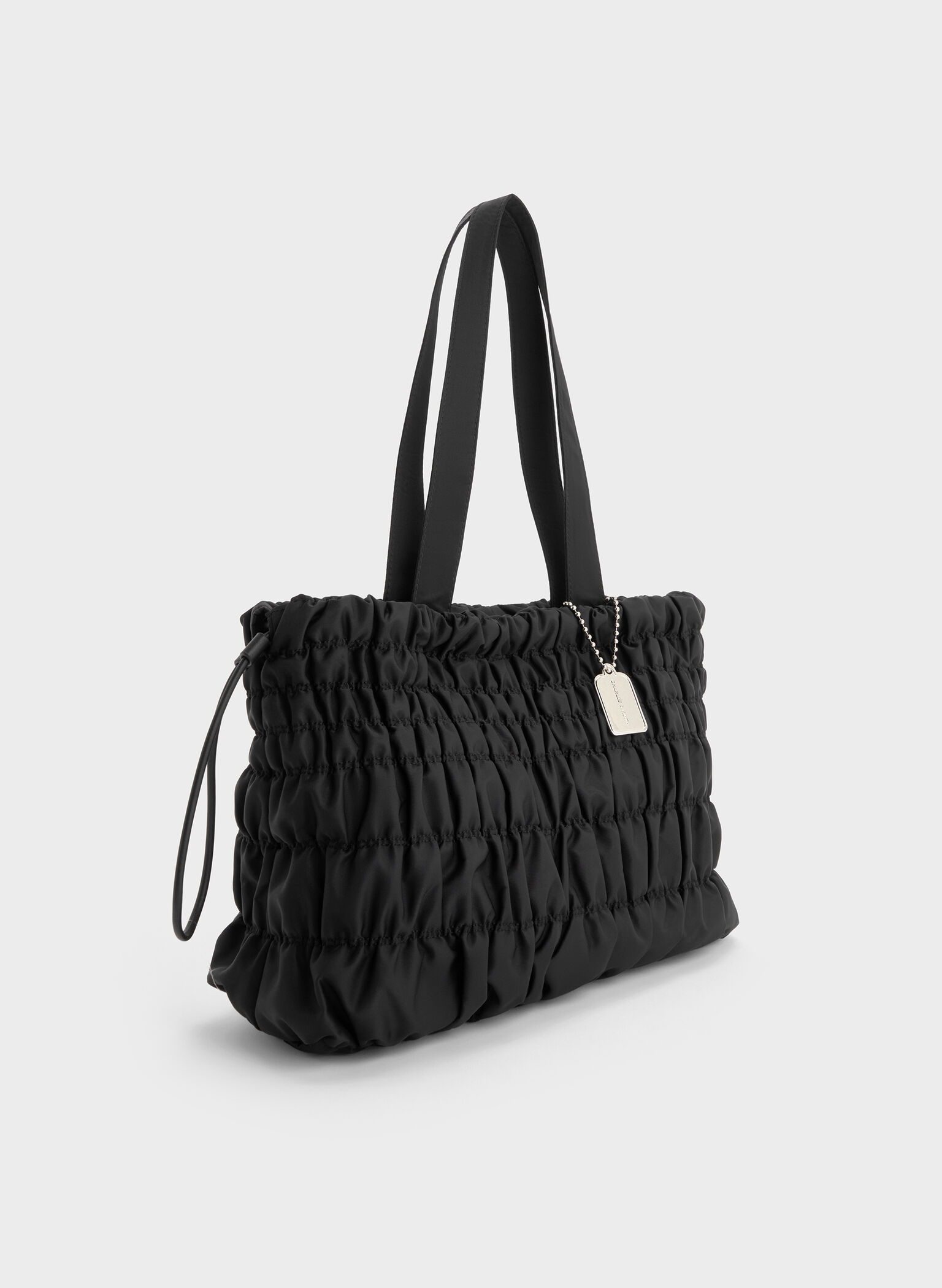 Klio Nylon Ruched Tote Bag, Noir, hi-res