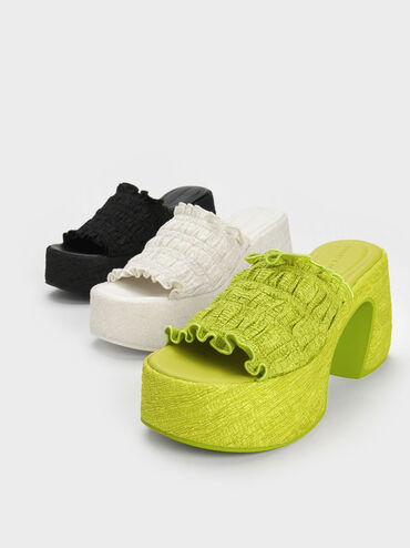 Nuala Ruched Platform Mules, Lime, hi-res