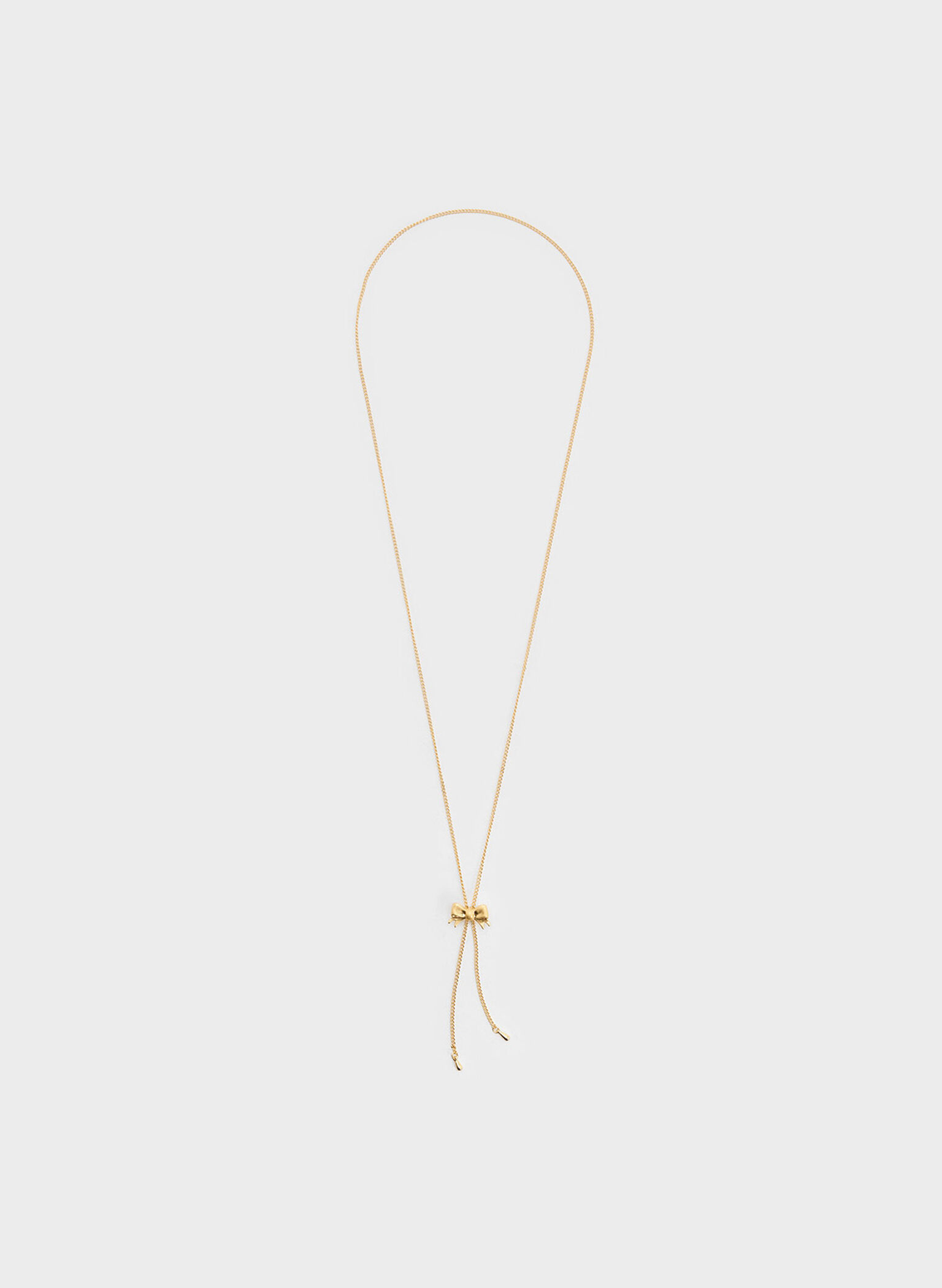 Paige Ribbon Necklace, Brush Gold, hi-res