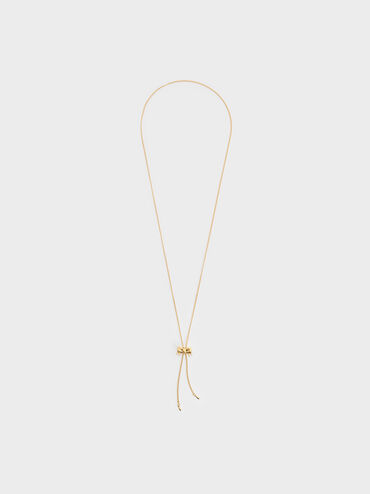 Paige Ribbon Necklace, Brush Gold, hi-res