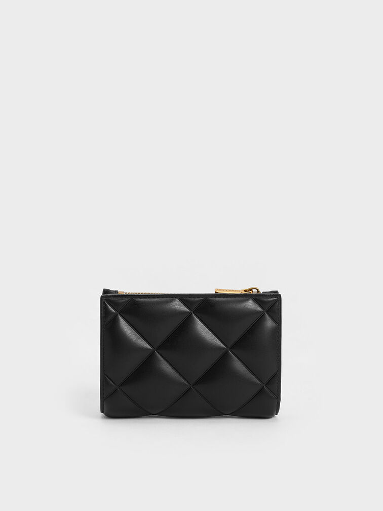 Gemma Quilted Cardholder, Black, hi-res