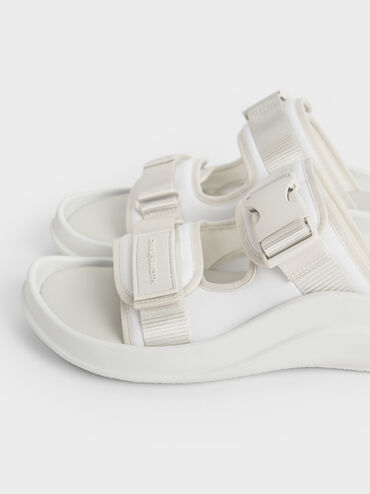 Nylon Double-Strap Sports Sandals, White, hi-res