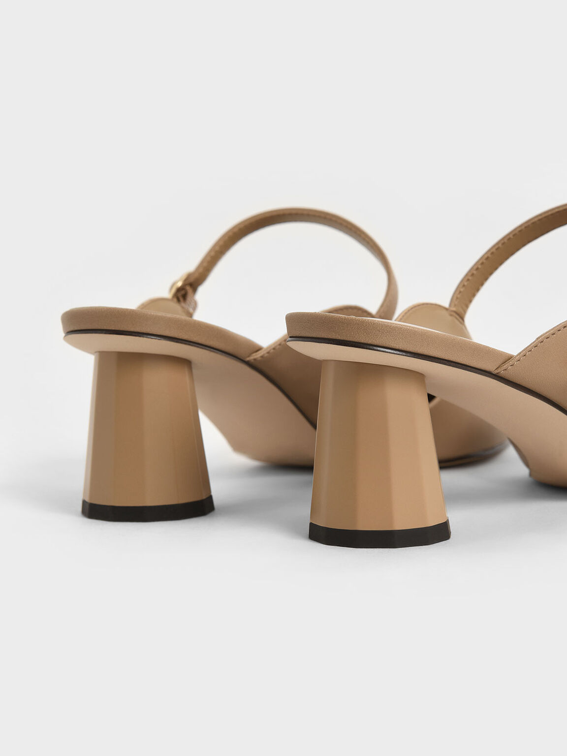 Front Strap Cone-Heel Mules, Camel, hi-res