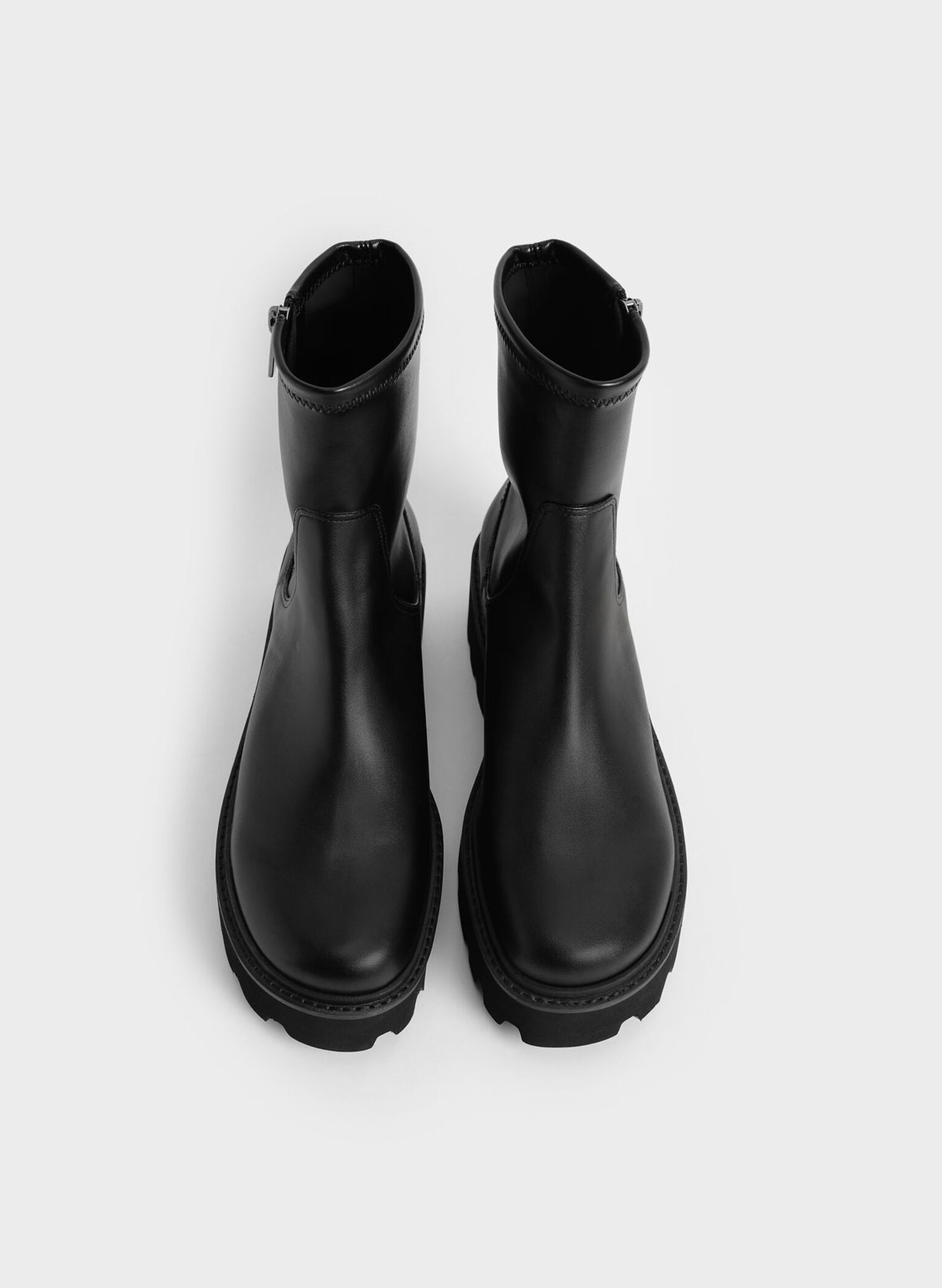Botines con cremallera lateral, Negro, hi-res