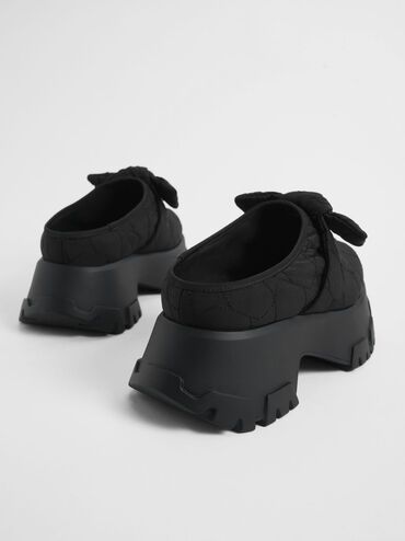 Recycled Polyester Knotted Platform Mules, Black, hi-res